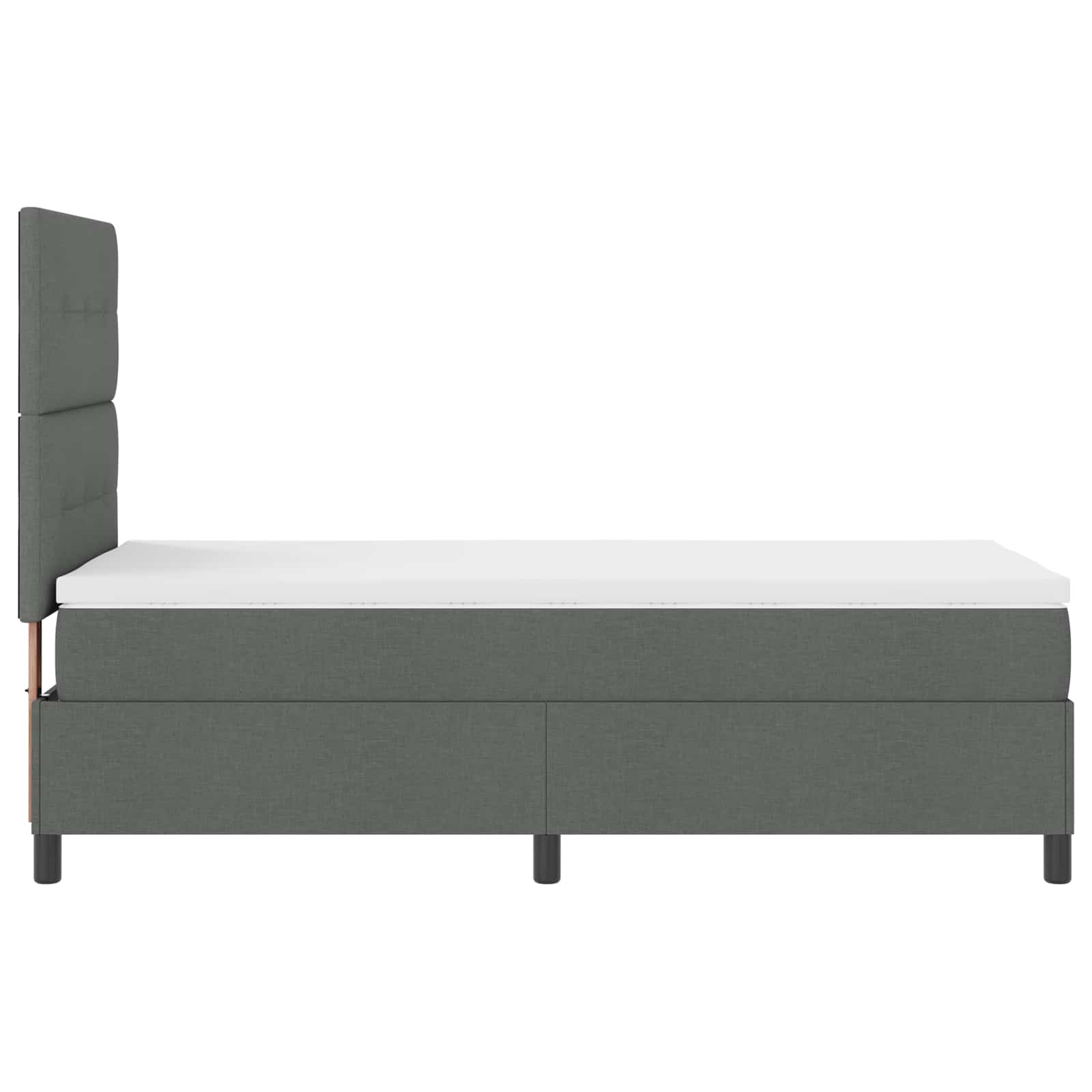 Boxspringbett mit LED-Lichtleisten Dunkelgrau 90 x 190 cm Stoff