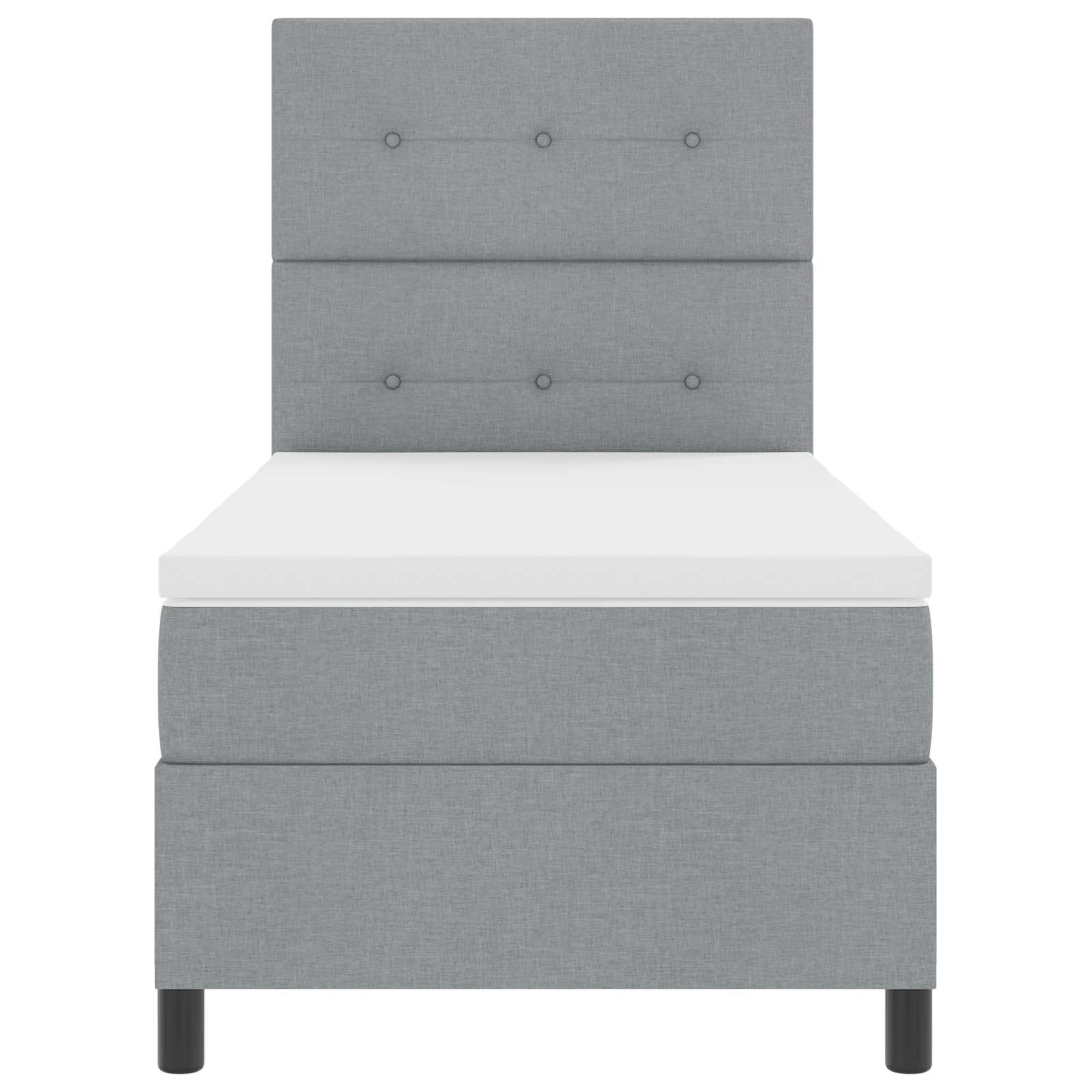 Boxspringbett mit LED-Lichtleisten Hellgrau 90 x 200 cm Stoff