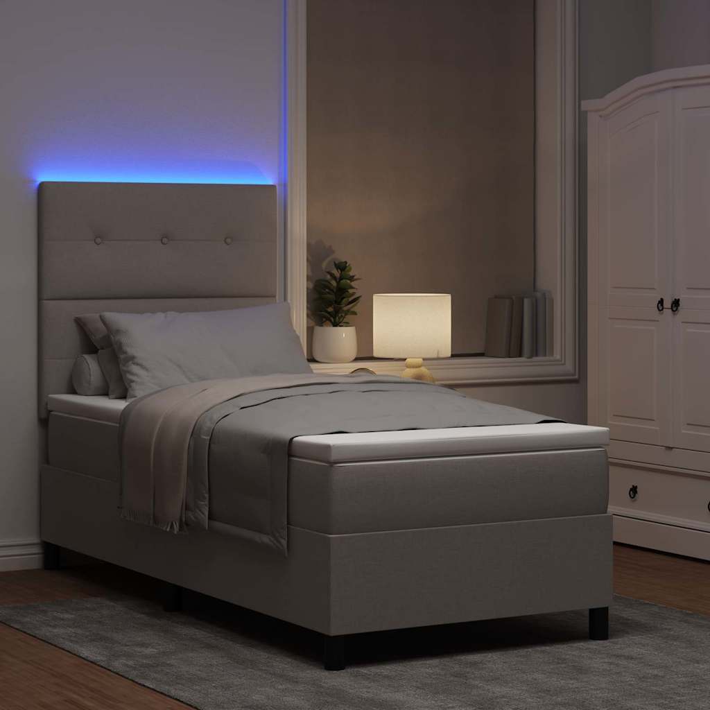 Boxspringbett mit LED-Lichtleisten Taupe 90 x 200 cm Stoff