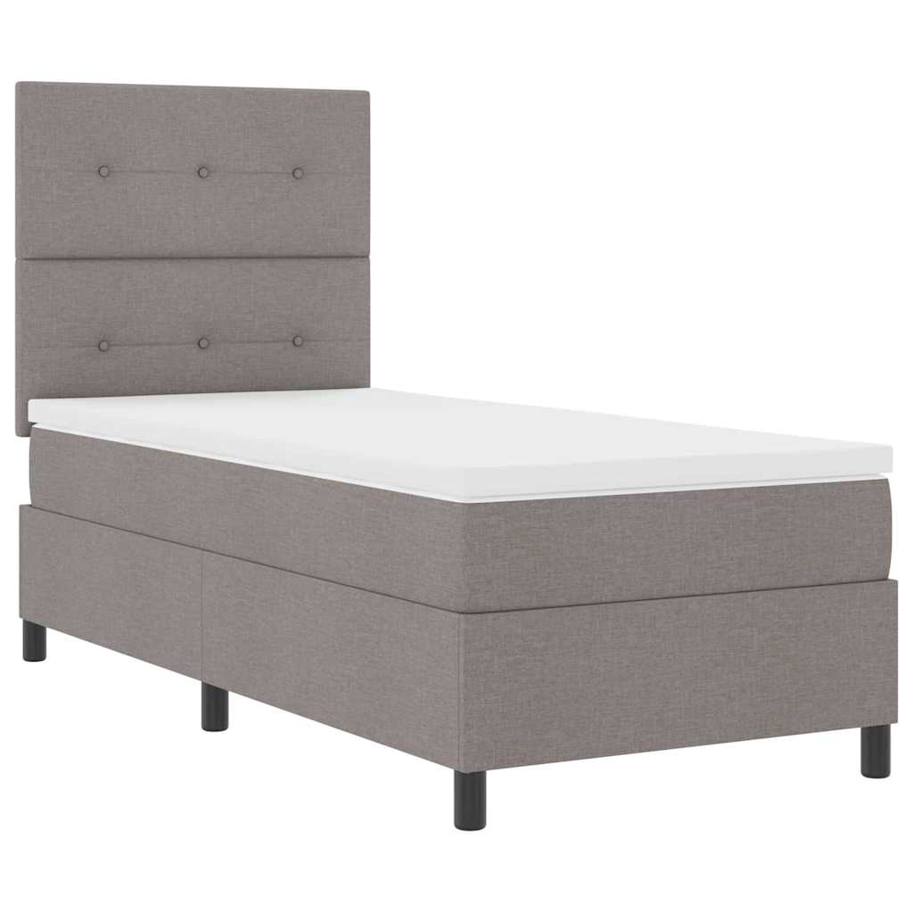 Boxspringbett mit LED-Lichtleisten Taupe 90 x 200 cm Stoff
