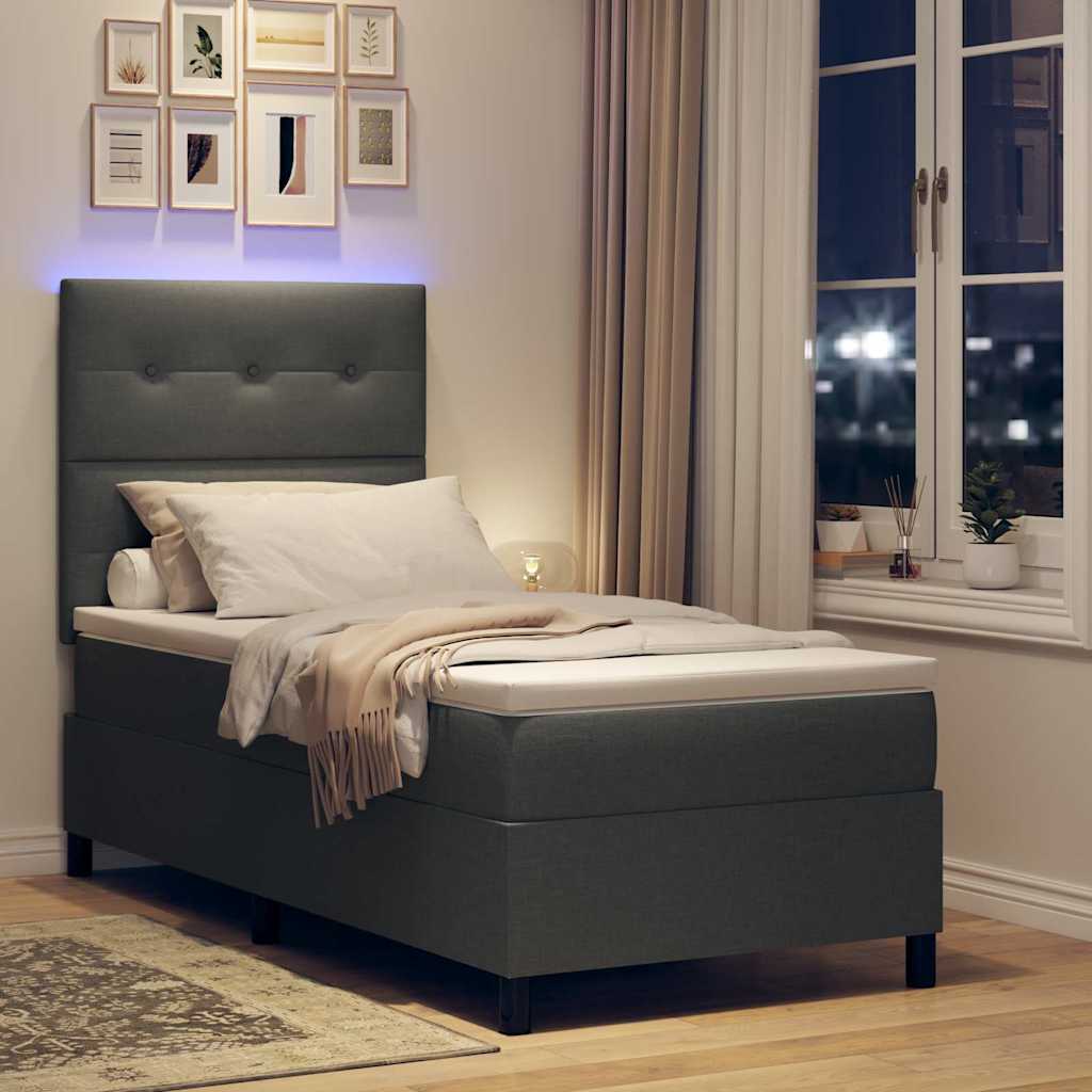 Boxspringbett mit Kopfteil Dunkelgrau 100 x 200 cm Stoff