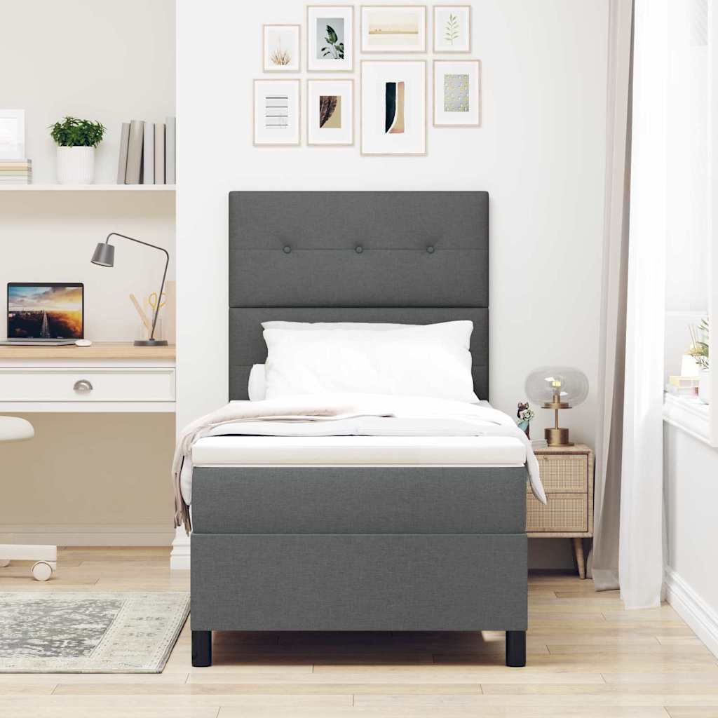 Boxspringbett mit Kopfteil Dunkelgrau 100 x 200 cm Stoff