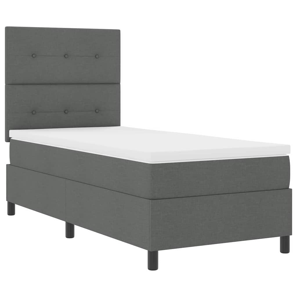 Boxspringbett mit Kopfteil Dunkelgrau 100 x 200 cm Stoff