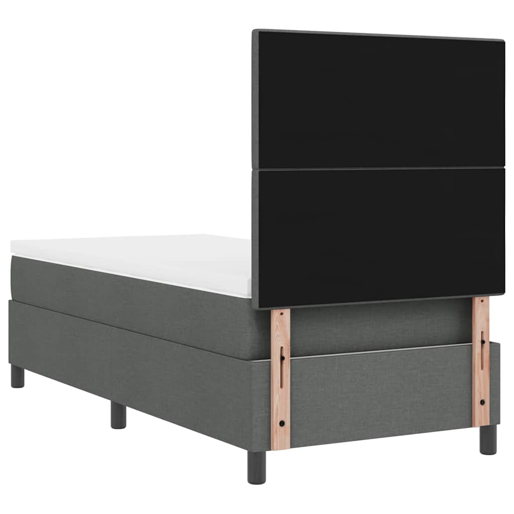Boxspringbett mit Kopfteil Dunkelgrau 100 x 200 cm Stoff