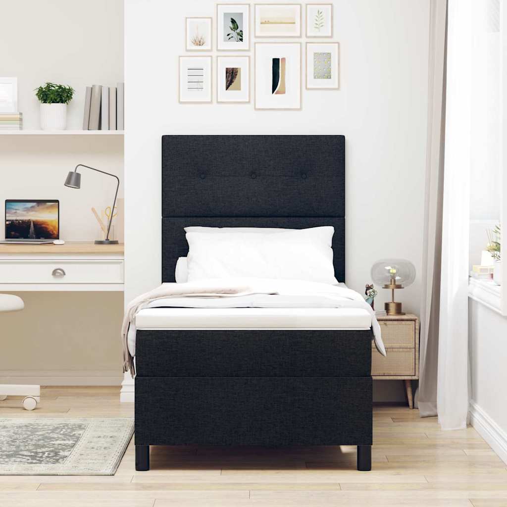Boxspringbett mit LED-Lichtleisten Schwarz 100 x 200 cm Stoff