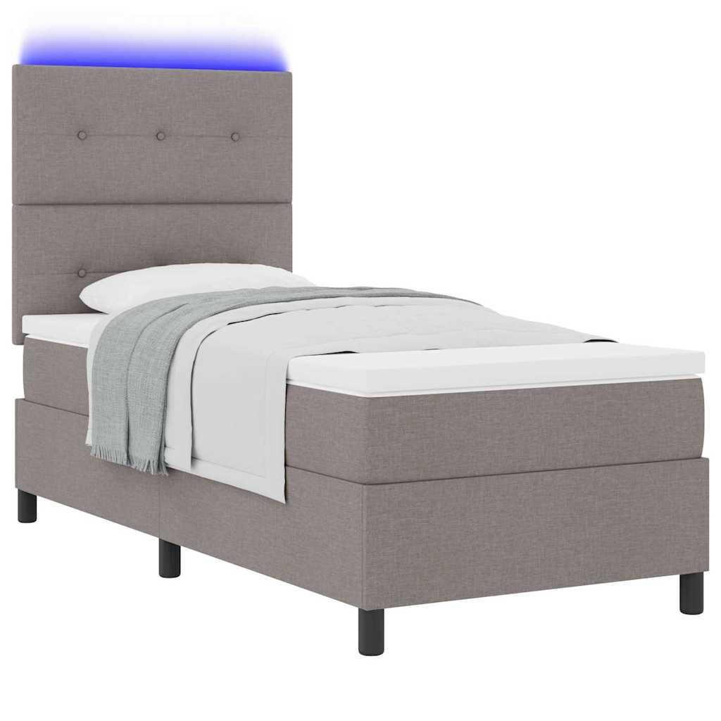 Boxspringbett mit LED-Lichtleisten Taupe 100 x 200 cm Stoff
