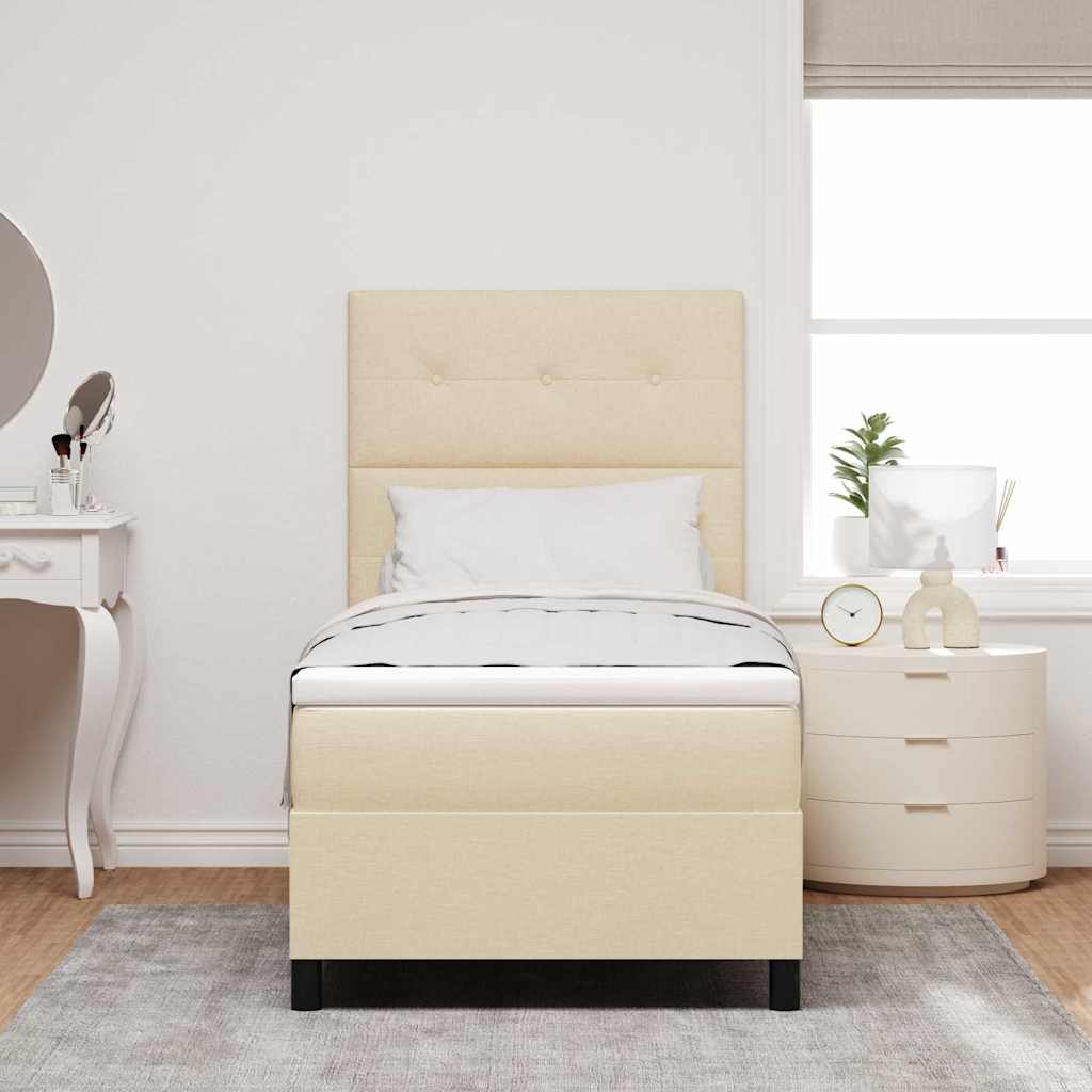Boxspringbett mit LED-Lichtleisten Creme 100 x 200 cm Stoff