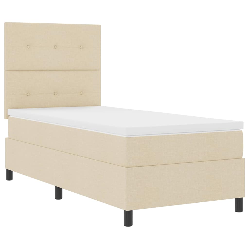 Boxspringbett mit LED-Lichtleisten Creme 100 x 200 cm Stoff