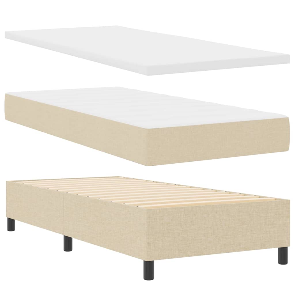 Boxspringbett mit LED-Lichtleisten Creme 100 x 200 cm Stoff