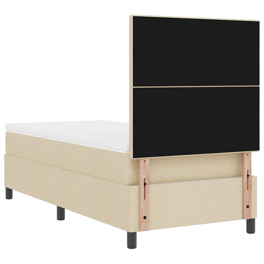 Boxspringbett mit LED-Lichtleisten Creme 100 x 200 cm Stoff
