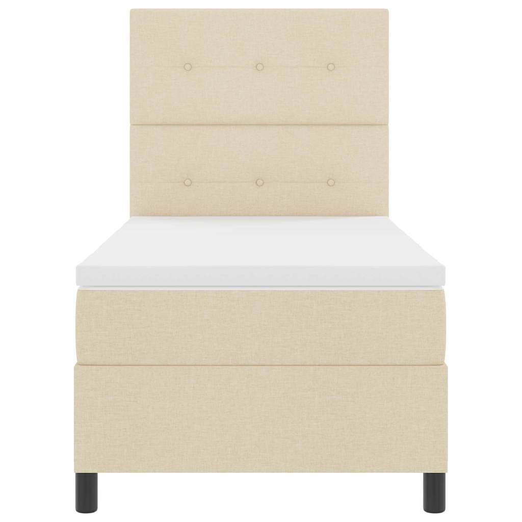 Boxspringbett mit LED-Lichtleisten Creme 100 x 200 cm Stoff