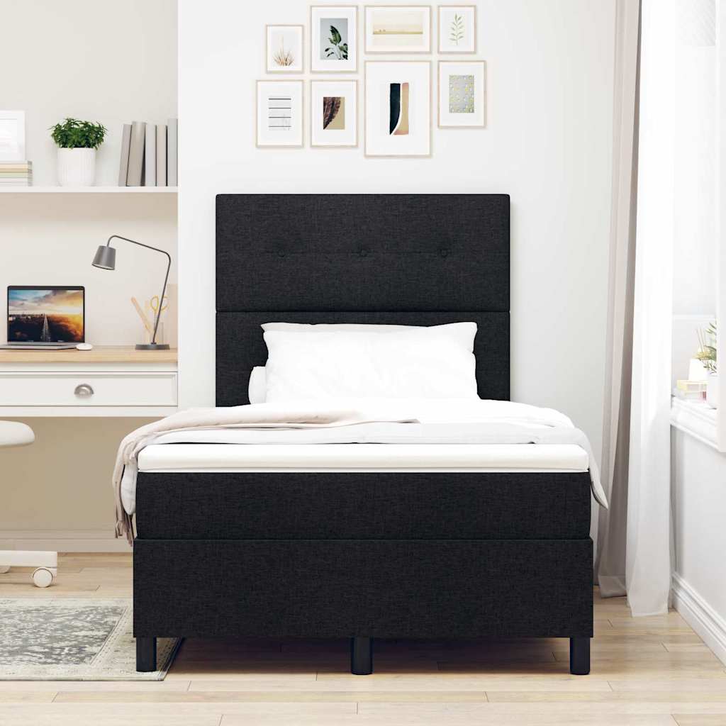 Boxspringbett mit LED-Lichtleisten Schwarz 120 x 190 cm Stoff