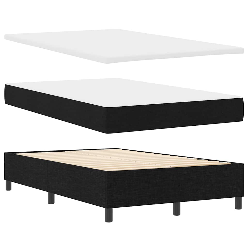 Boxspringbett mit LED-Lichtleisten Schwarz 120 x 190 cm Stoff