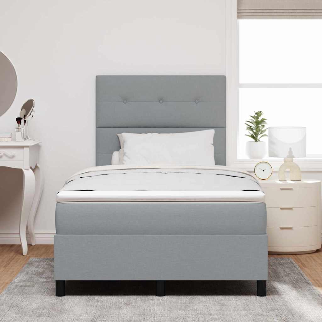Boxspringbett mit LED-Lichtleisten Hellgrau 120 x 200 cm Stoff