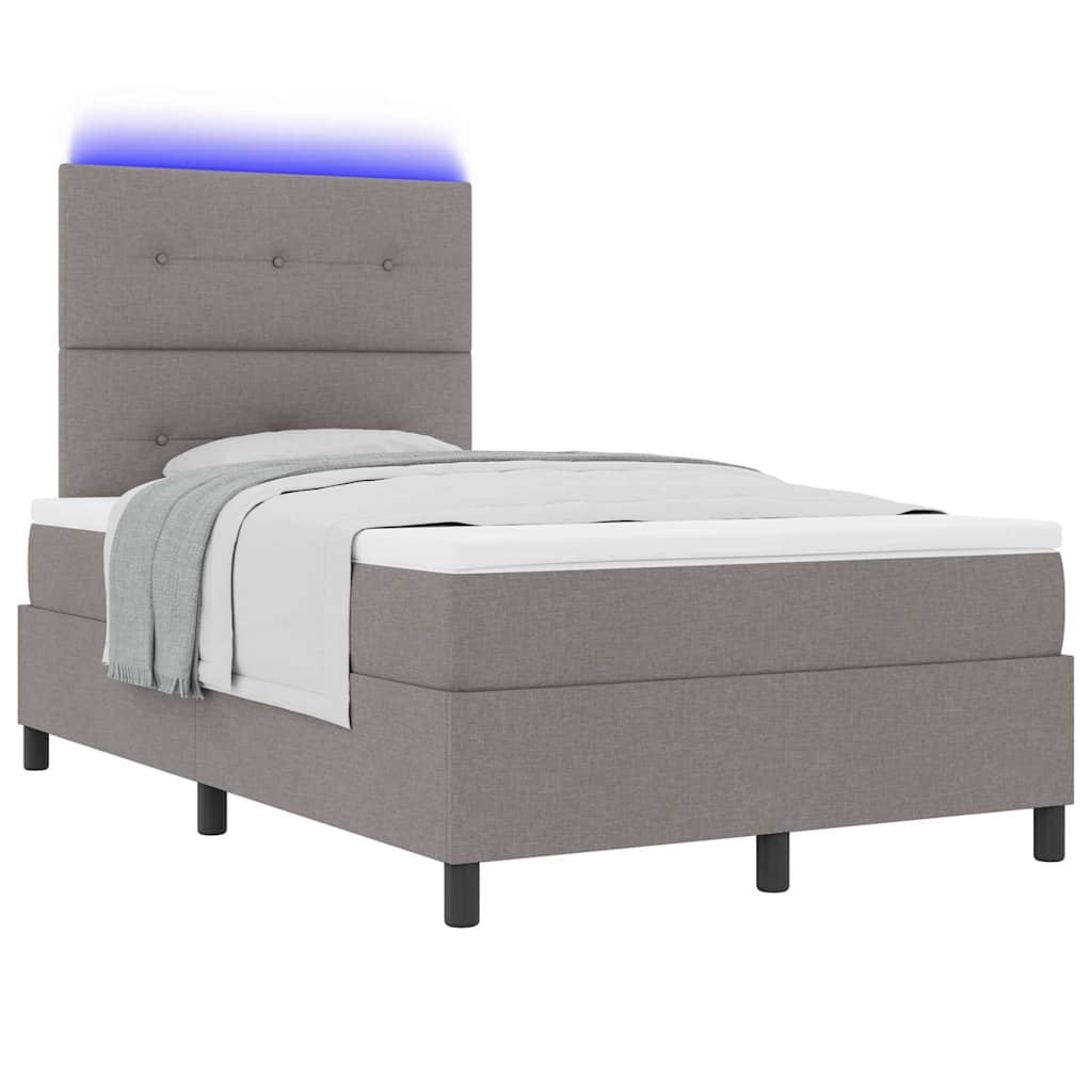 Boxspringbett mit LED-Lichtleisten Taupe 120 x 200 cm Stoff