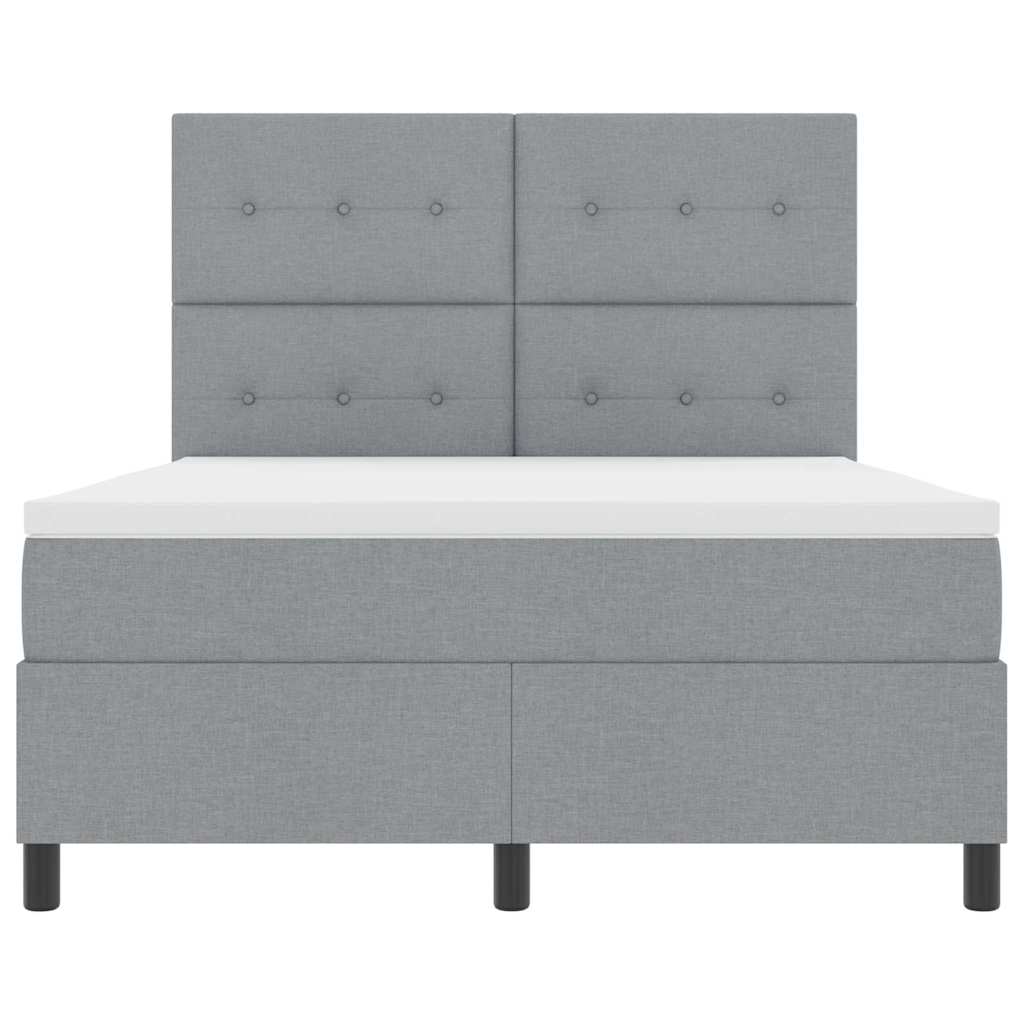 Boxspringbett mit Matratze mit LED Hellgrau 140 x 190 cm Stoff