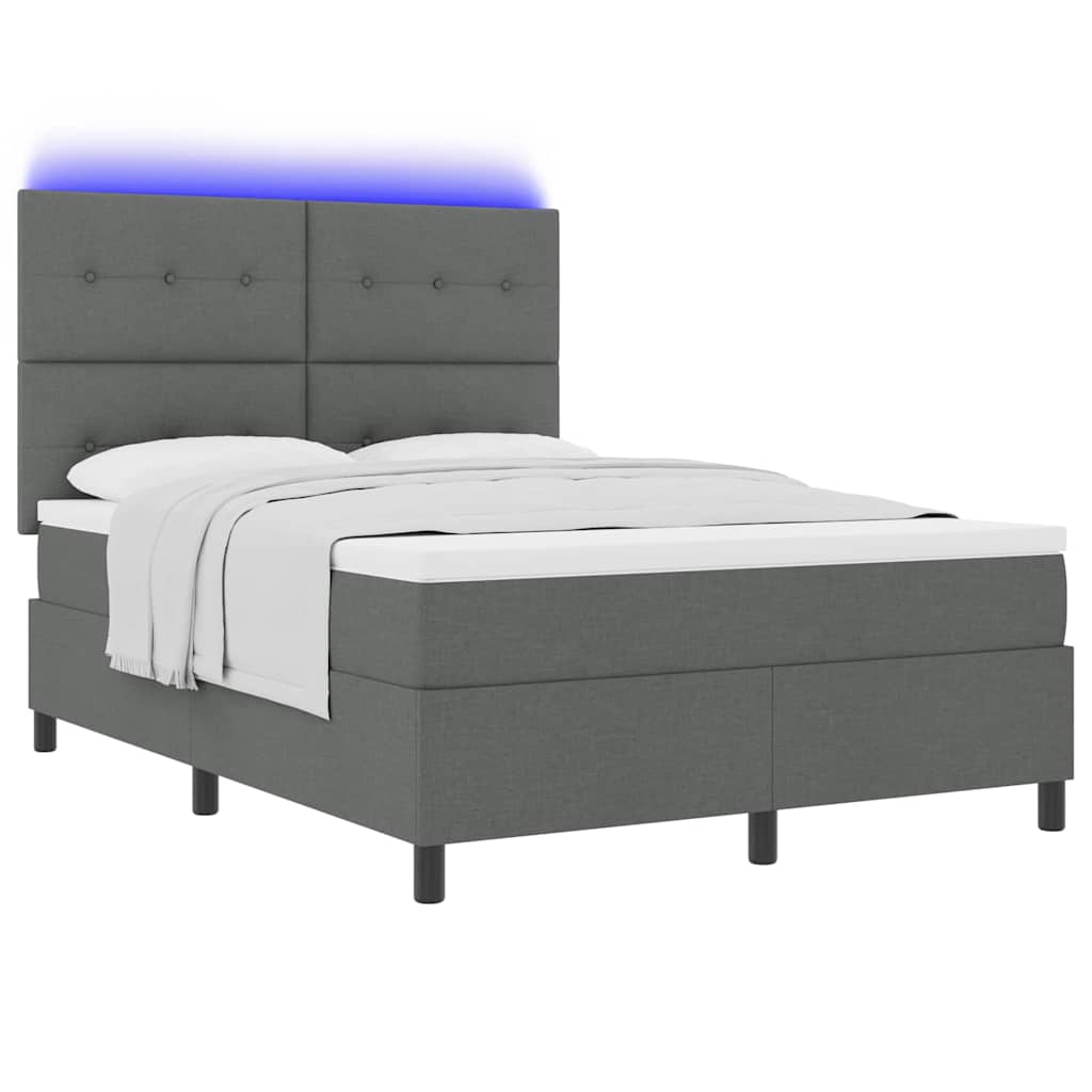 Boxspringbett mit Kopfteil Dunkelgrau 140 x 190 cm Stoff