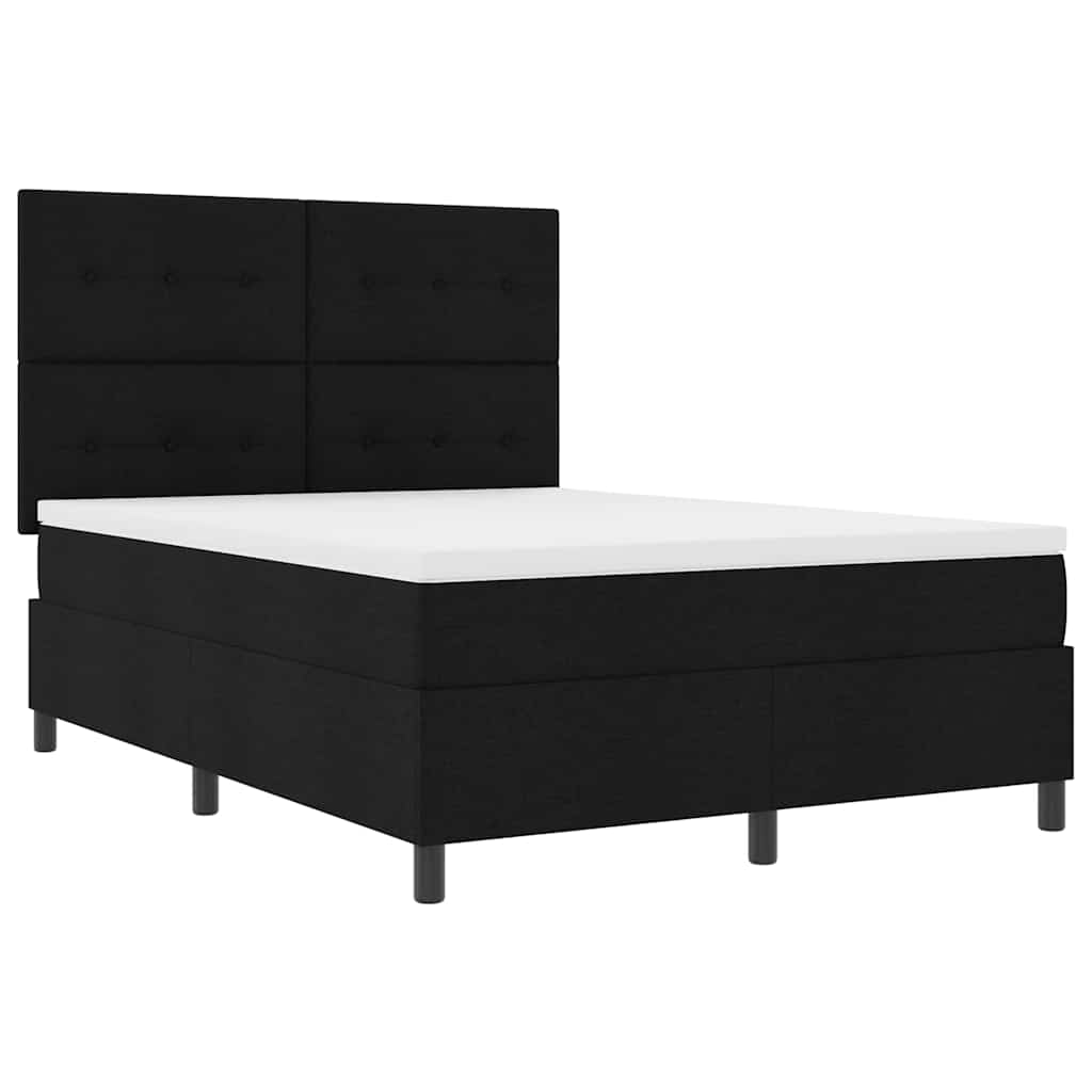 Boxspringbett mit LED-Lichtleisten Schwarz 140 x 190 cm Stoff