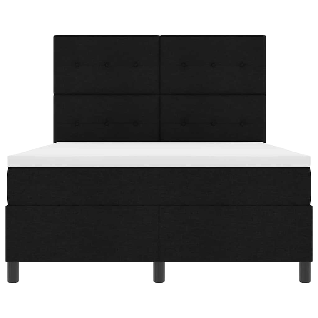 Boxspringbett mit LED-Lichtleisten Schwarz 140 x 190 cm Stoff