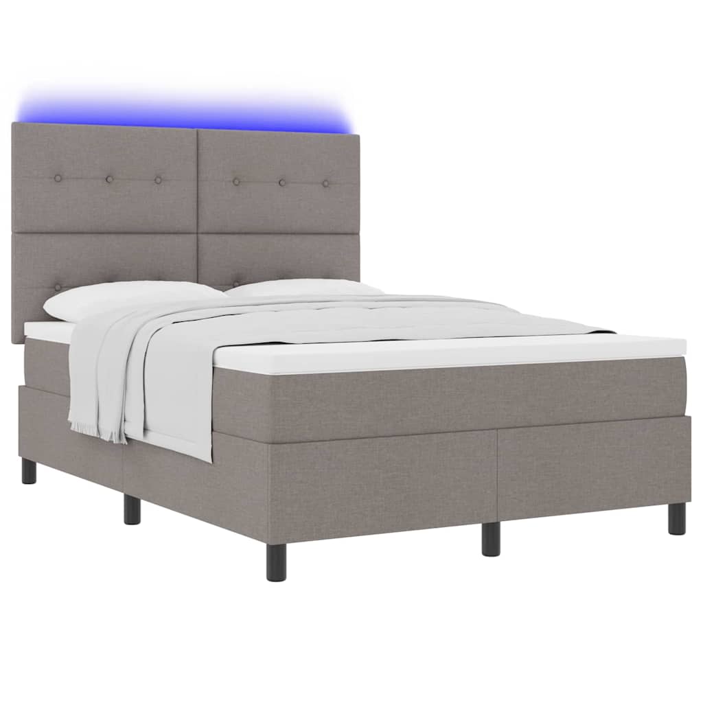 Boxspringbett mit Matratze mit LED Taupe 140 x 190 cm Stoff