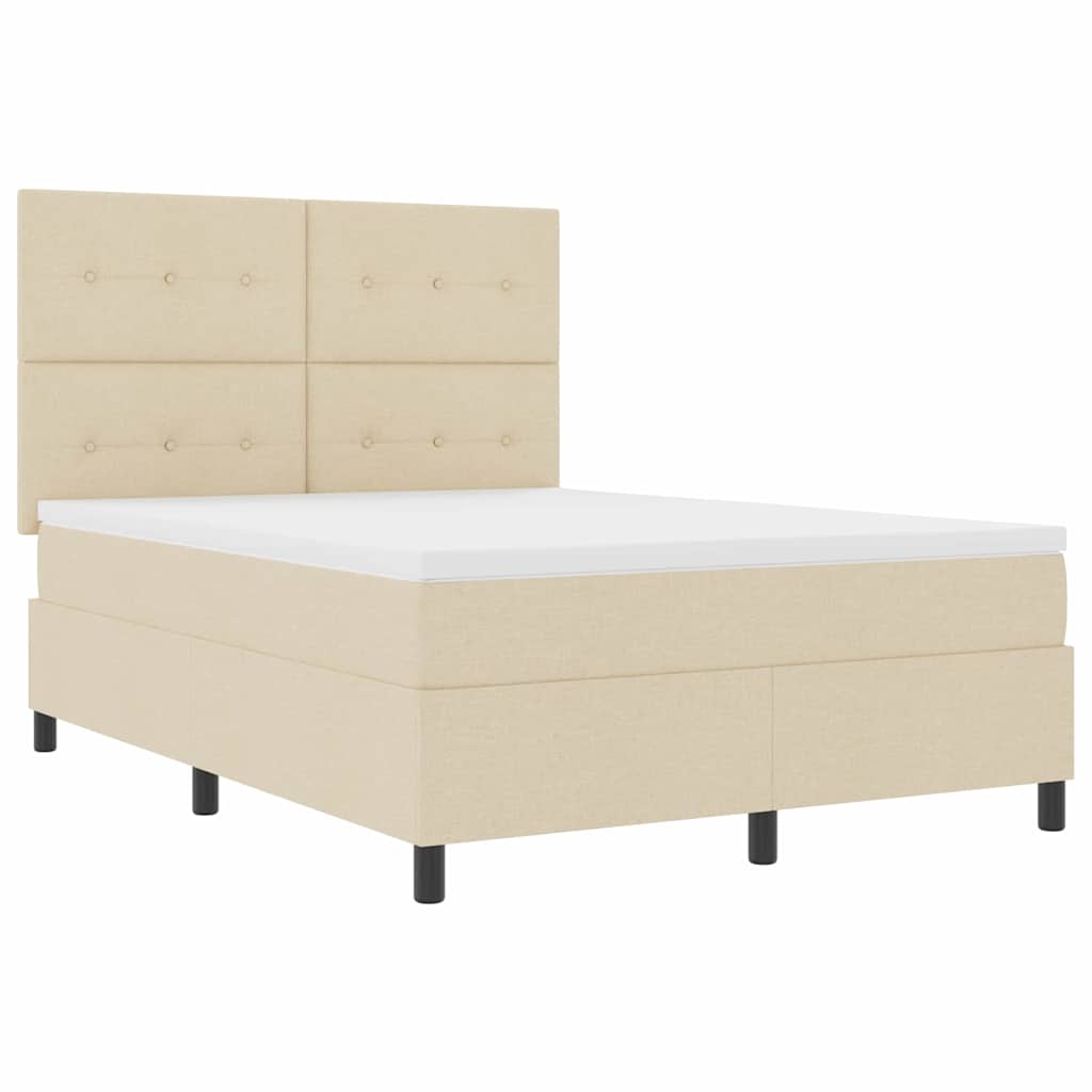 Boxspringbett mit LED-Lichtleisten Creme 140 x 190 cm Stoff