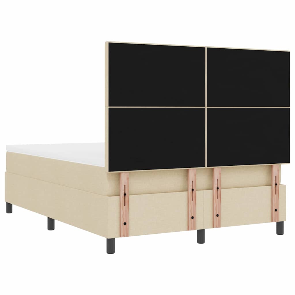 Boxspringbett mit LED-Lichtleisten Creme 140 x 190 cm Stoff