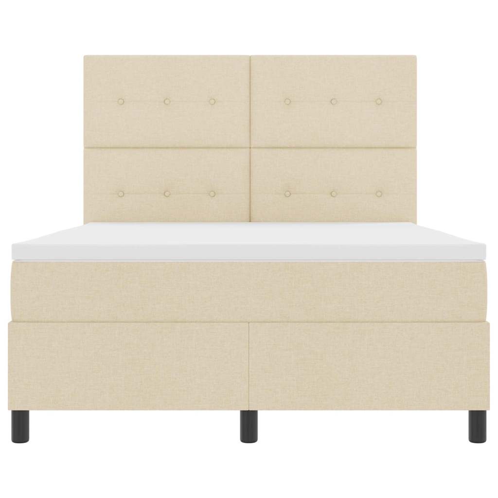 Boxspringbett mit LED-Lichtleisten Creme 140 x 190 cm Stoff