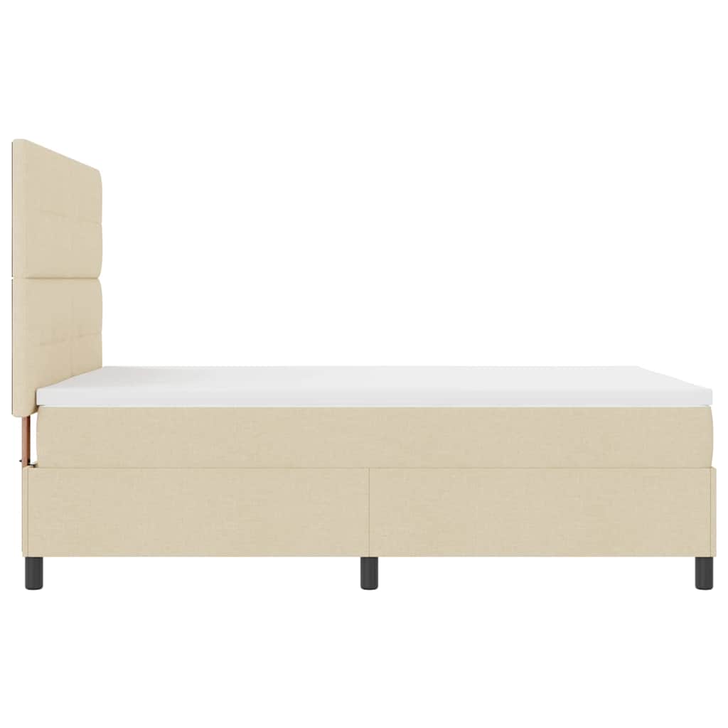 Boxspringbett mit LED-Lichtleisten Creme 140 x 190 cm Stoff