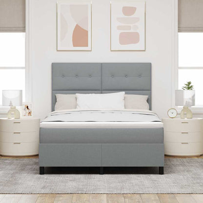 Boxspringbett mit LED-Lichtleisten Hellgrau 140 x 200 cm Stoff