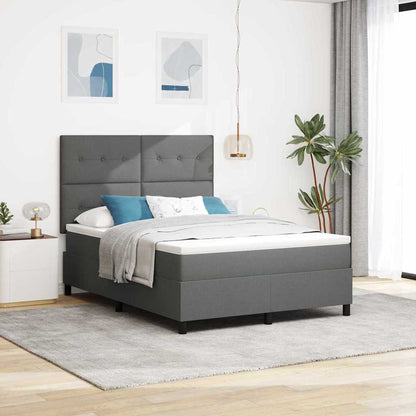 Boxspringbett mit Kopfteil Dunkelgrau 140 x 200 cm Stoff