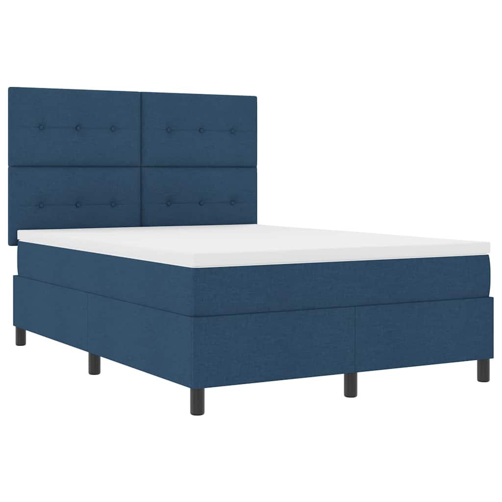 Boxspringbett mit LED-Lichtleisten Blau 140 x 200 cm Stoff