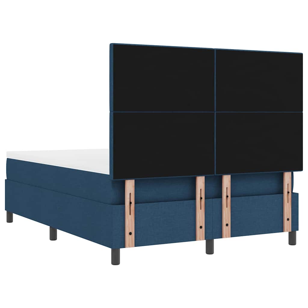 Boxspringbett mit LED-Lichtleisten Blau 140 x 200 cm Stoff