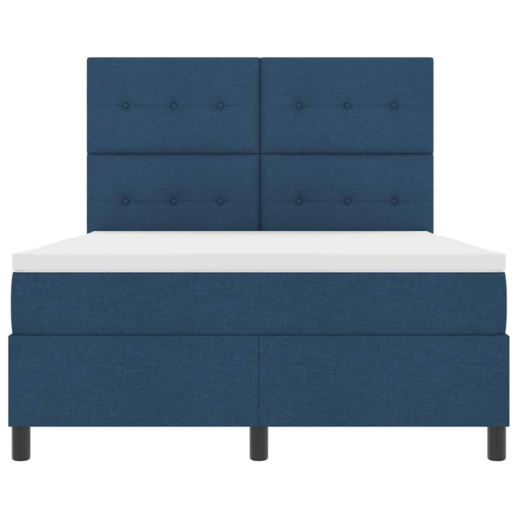 Boxspringbett mit LED-Lichtleisten Blau 140 x 200 cm Stoff