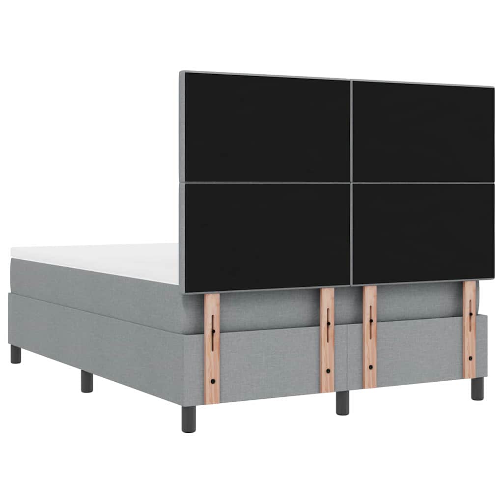 Boxspringbett mit LED-Lichtleisten Hellgrau 160 x 200 cm Stoff
