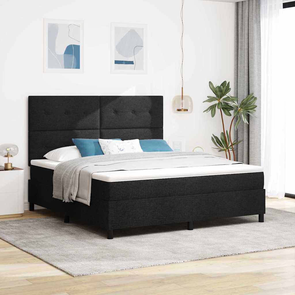 Boxspringbett mit LED-Lichtleisten Schwarz 180 x 200 cm Stoff