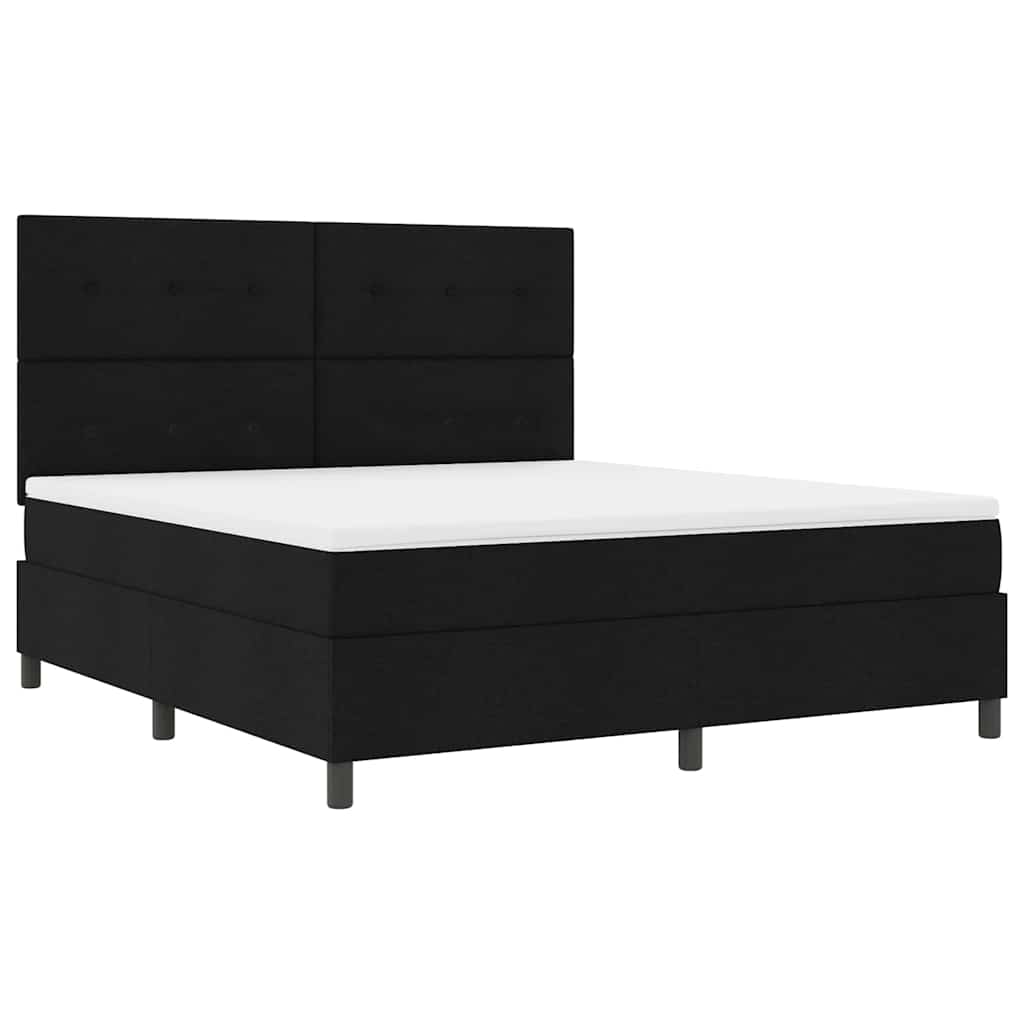 Boxspringbett mit LED-Lichtleisten Schwarz 180 x 200 cm Stoff
