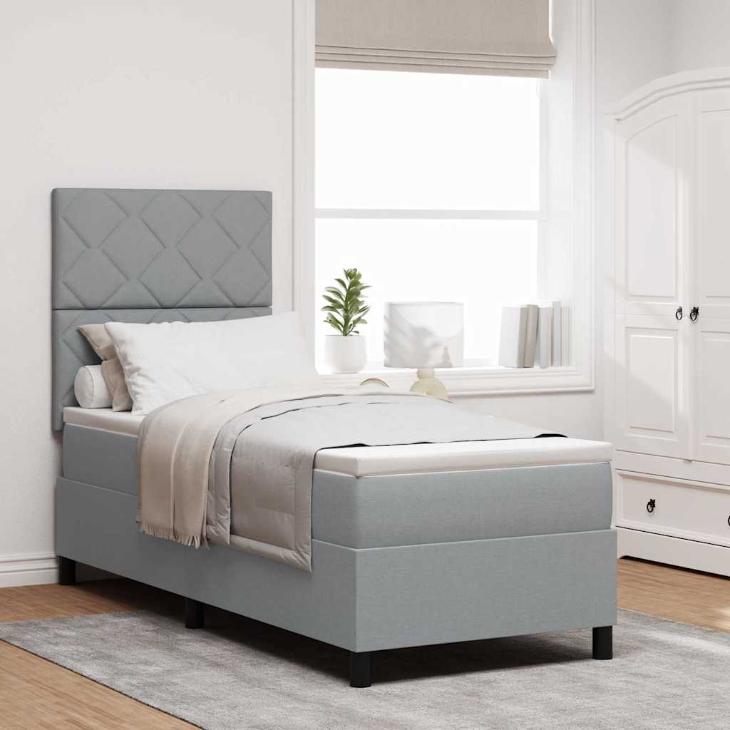 Boxspringbett mit LED-Lichtleisten Hellgrau 80 x 200 cm Stoff