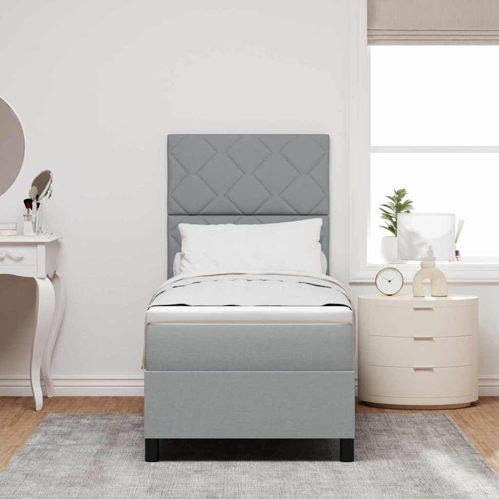 Boxspringbett mit LED-Lichtleisten Hellgrau 80 x 200 cm Stoff