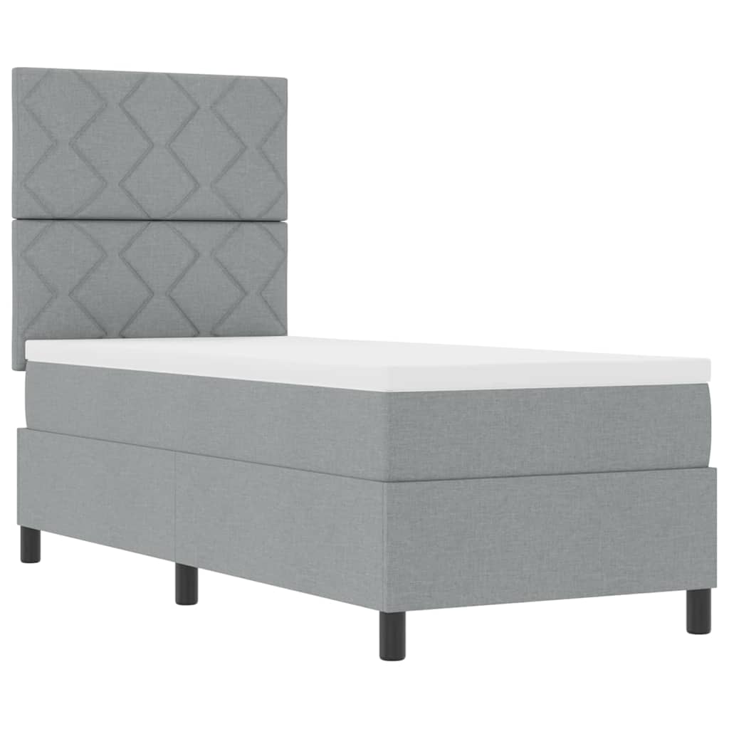 Boxspringbett mit LED-Lichtleisten Hellgrau 80 x 200 cm Stoff