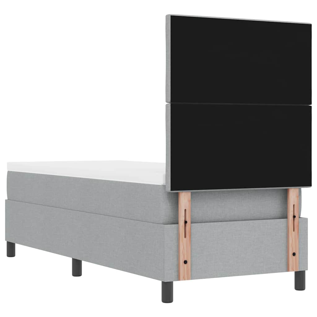 Boxspringbett mit LED-Lichtleisten Hellgrau 80 x 200 cm Stoff