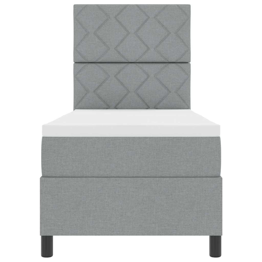 Boxspringbett mit LED-Lichtleisten Hellgrau 80 x 200 cm Stoff