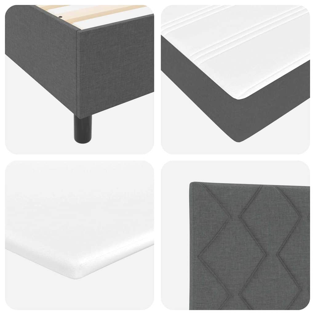 Boxspringbett mit LED-Lichtleisten Dunkelgrau 80 x 200 cm Stoff