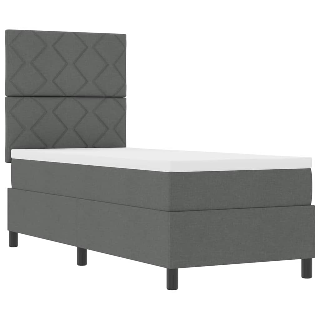 Boxspringbett mit LED-Lichtleisten Dunkelgrau 80 x 200 cm Stoff