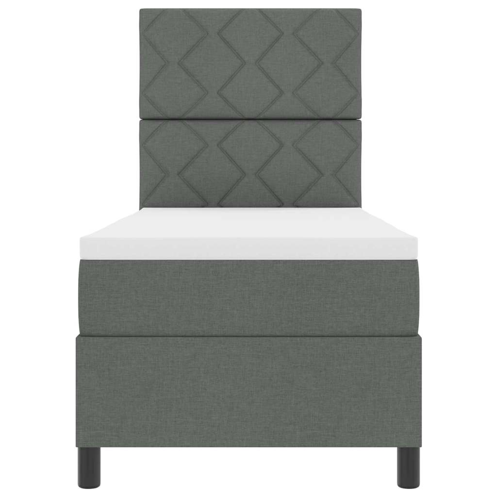Boxspringbett mit LED-Lichtleisten Dunkelgrau 80 x 200 cm Stoff