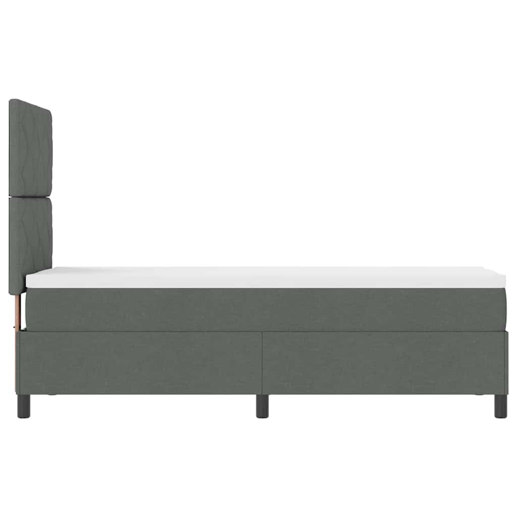 Boxspringbett mit LED-Lichtleisten Dunkelgrau 80 x 200 cm Stoff