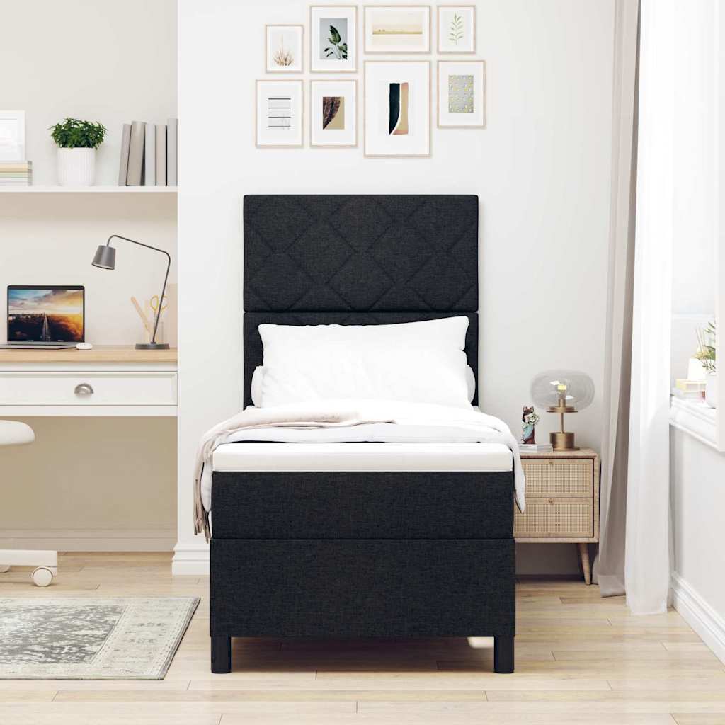 Boxspringbett mit LED-Lichtleisten Schwarz 80 x 200 cm Stoff