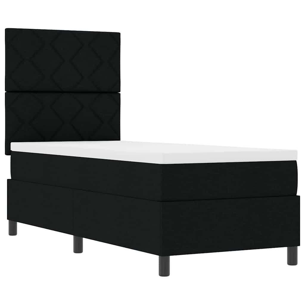 Boxspringbett mit LED-Lichtleisten Schwarz 80 x 200 cm Stoff
