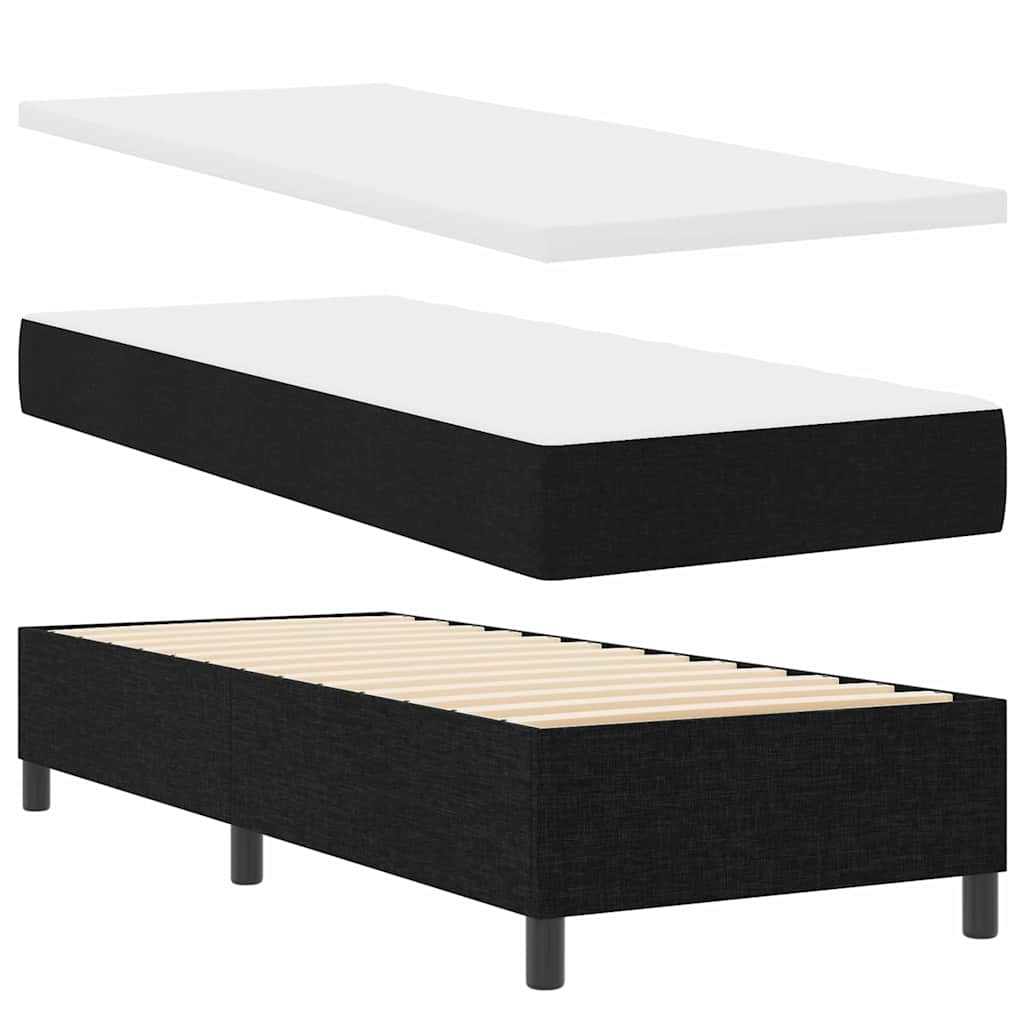 Boxspringbett mit LED-Lichtleisten Schwarz 80 x 200 cm Stoff