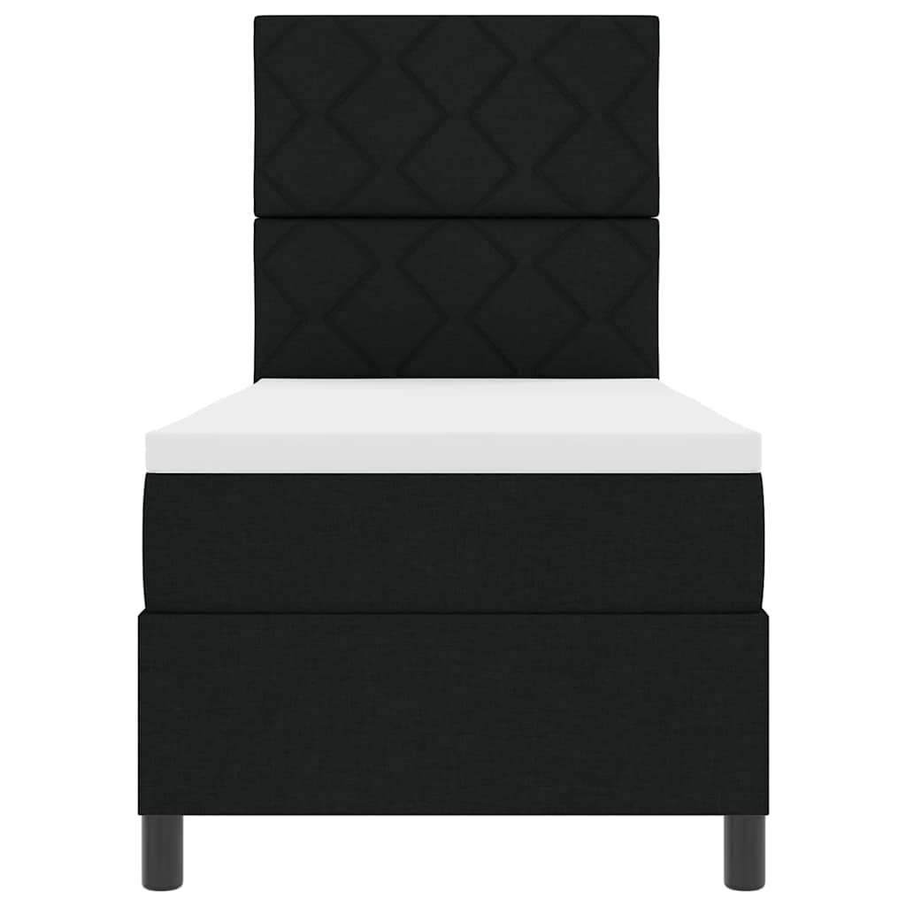 Boxspringbett mit LED-Lichtleisten Schwarz 80 x 200 cm Stoff