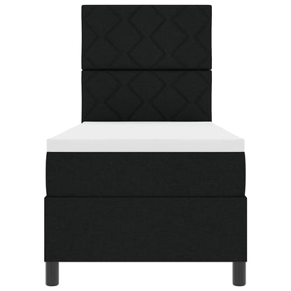 Boxspringbett mit LED-Lichtleisten Schwarz 80 x 200 cm Stoff